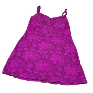 Victoria's Secret Neon Purple Lace Slip Floral Chemise Camisole Top M